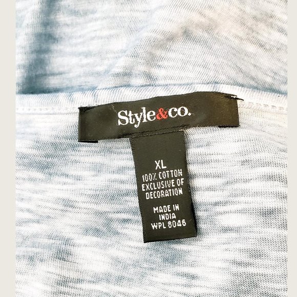 Style&co. Mock Denim Drawstring Shirt - Picture 9 of 9